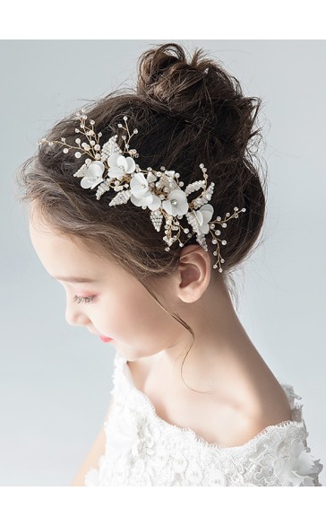 Flower Girl Polyester/Alloy/Imitation Pearls/Chiffon Tiaras With Lace/Sequin/Faux Pearl (Sold in a single piece)