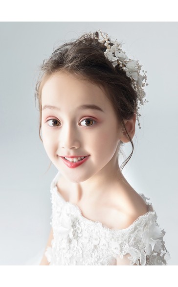 Flower Girl Polyester/Alloy/Imitation Pearls/Chiffon Tiaras With Lace/Sequin/Faux Pearl (Sold in a single piece)