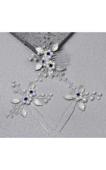 Hairpins/Headpiece Exquisite With Pearl/Crystal (Set of 3 pieces)