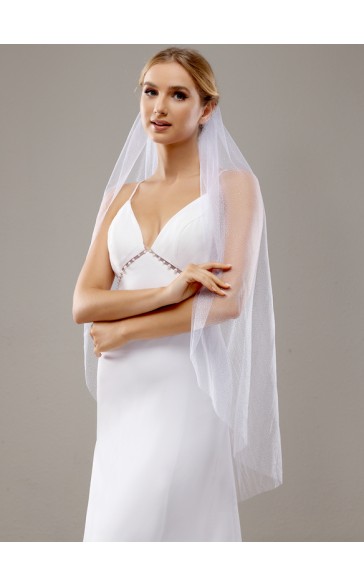 One-tier Cut Edge Waltz Bridal Veils With Sequin