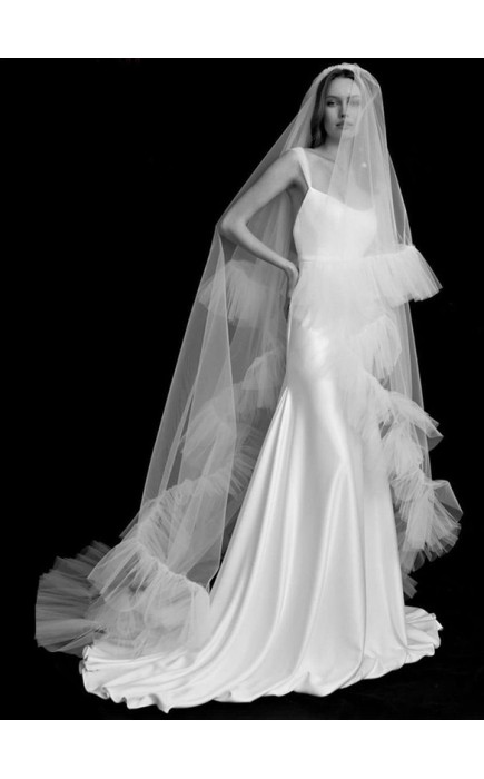 Two-tier Cut Edge Cathedral Bridal Veils With Lace