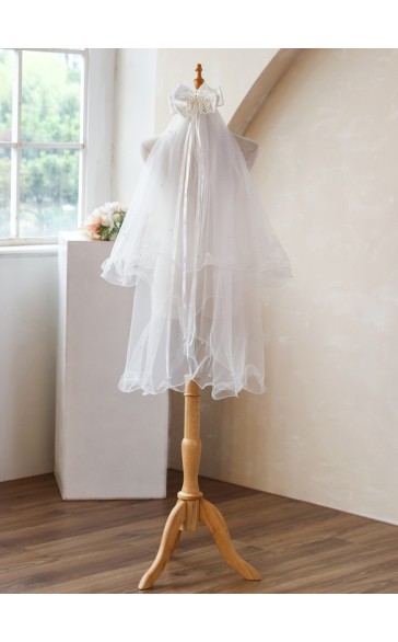 Flower Girl Tulle/Satin/Imitation Pearls/Lace Veils With Faux Pearl