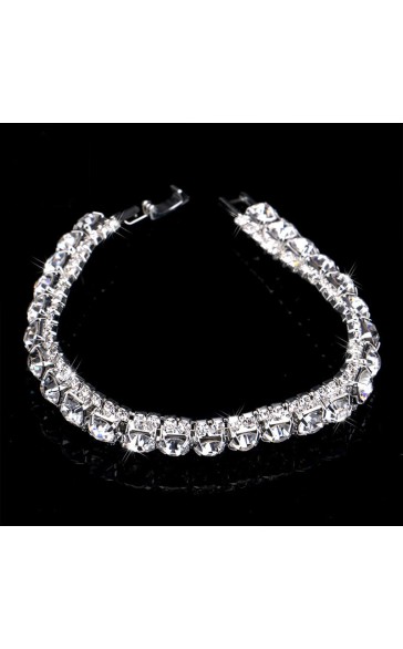 Ladies' Elegant/Beautiful/Classic/Pretty/Attractive Alloy With Round Rhinestone Bracelets