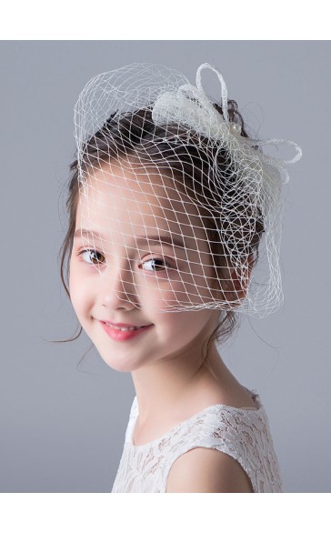 Flower Girl Imitation Pearls/Lace Tiaras/Hairpins With Beading