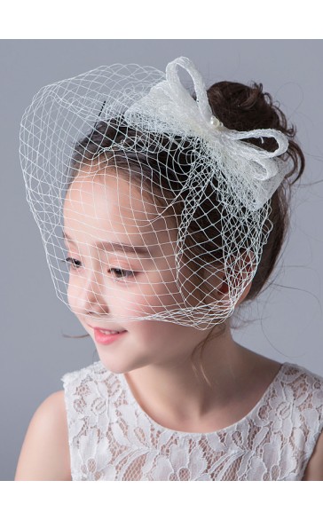 Flower Girl Imitation Pearls/Lace Tiaras/Hairpins With Beading