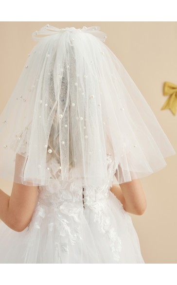 Flower Girl Tulle/Imitation Pearls/Lace Veils With Imitation Pearls/Applique