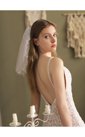 Two-tier Lace Applique Edge Shoulder Veils With Lace