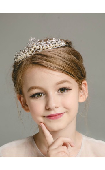 Flower Girl Alloy/Imitation Pearls/Rhinestones Tiaras With Rhinestones/Beading