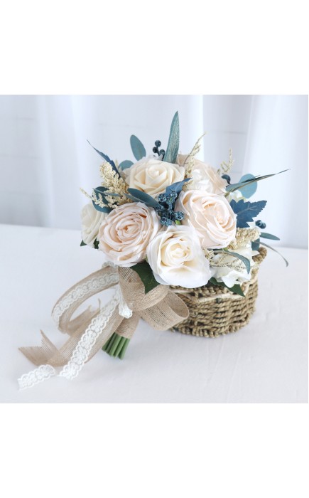 Round Silk Flower Bridesmaid Bouquets -