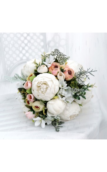 Round Silk Flower Bridesmaid Bouquets -