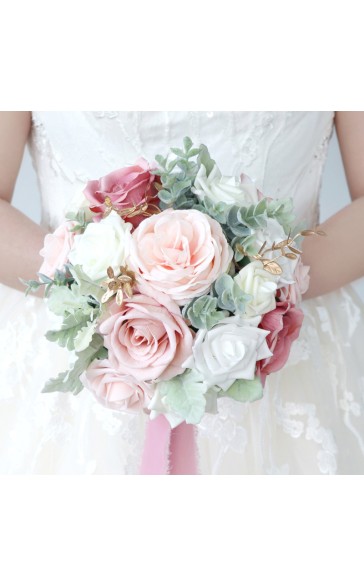 Round Foam/Silk Flower Bridal Bouquets -