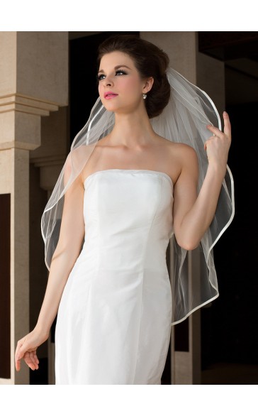 Two-tier Satin Edge Fingertip Bridal Veils