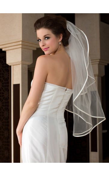 Two-tier Satin Edge Fingertip Bridal Veils