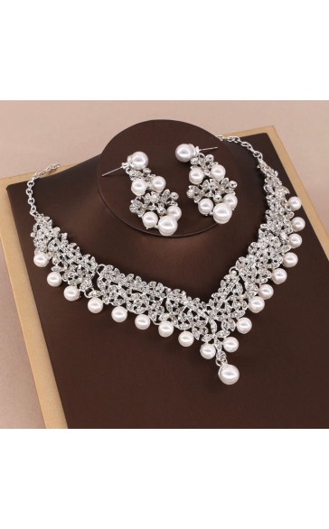 Ladies' Gorgeous Alloy With Irregular Pearl/Rhinestone Jewelry Sets