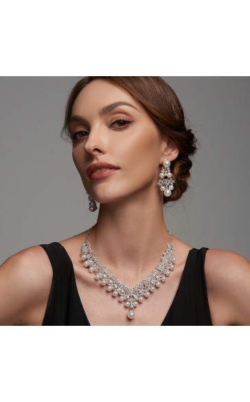 Ladies' Gorgeous Alloy With Irregular Pearl/Rhinestone Jewelry Sets