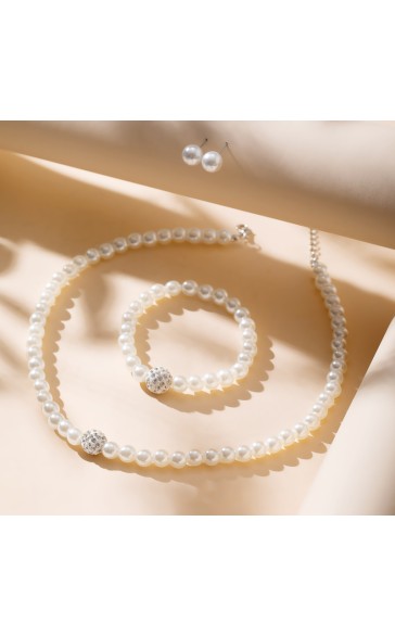 Ladies' Gorgeous Pearl&Imitation pearl With Round Pearl Jewelry Sets