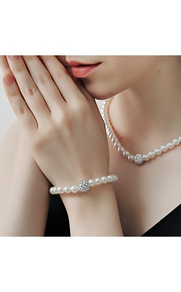 Ladies' Gorgeous Pearl&Imitation pearl With Round Pearl Jewelry Sets