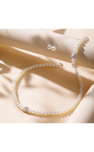 Ladies' Gorgeous Pearl&Imitation pearl With Round Pearl Jewelry Sets